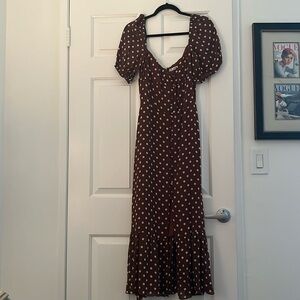 Reformation Brown Polka Dot Dress